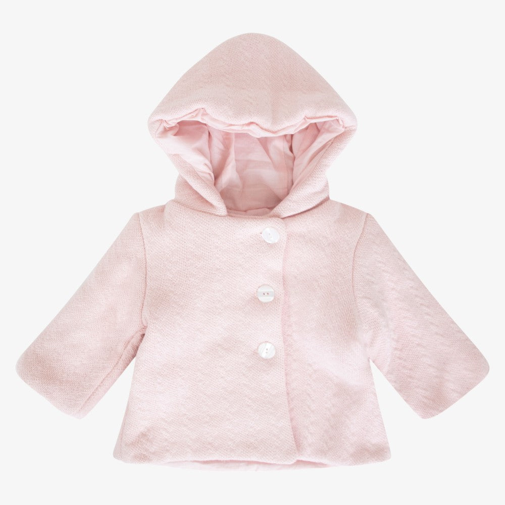 Knit Jacquard Coat And Hat - Rose