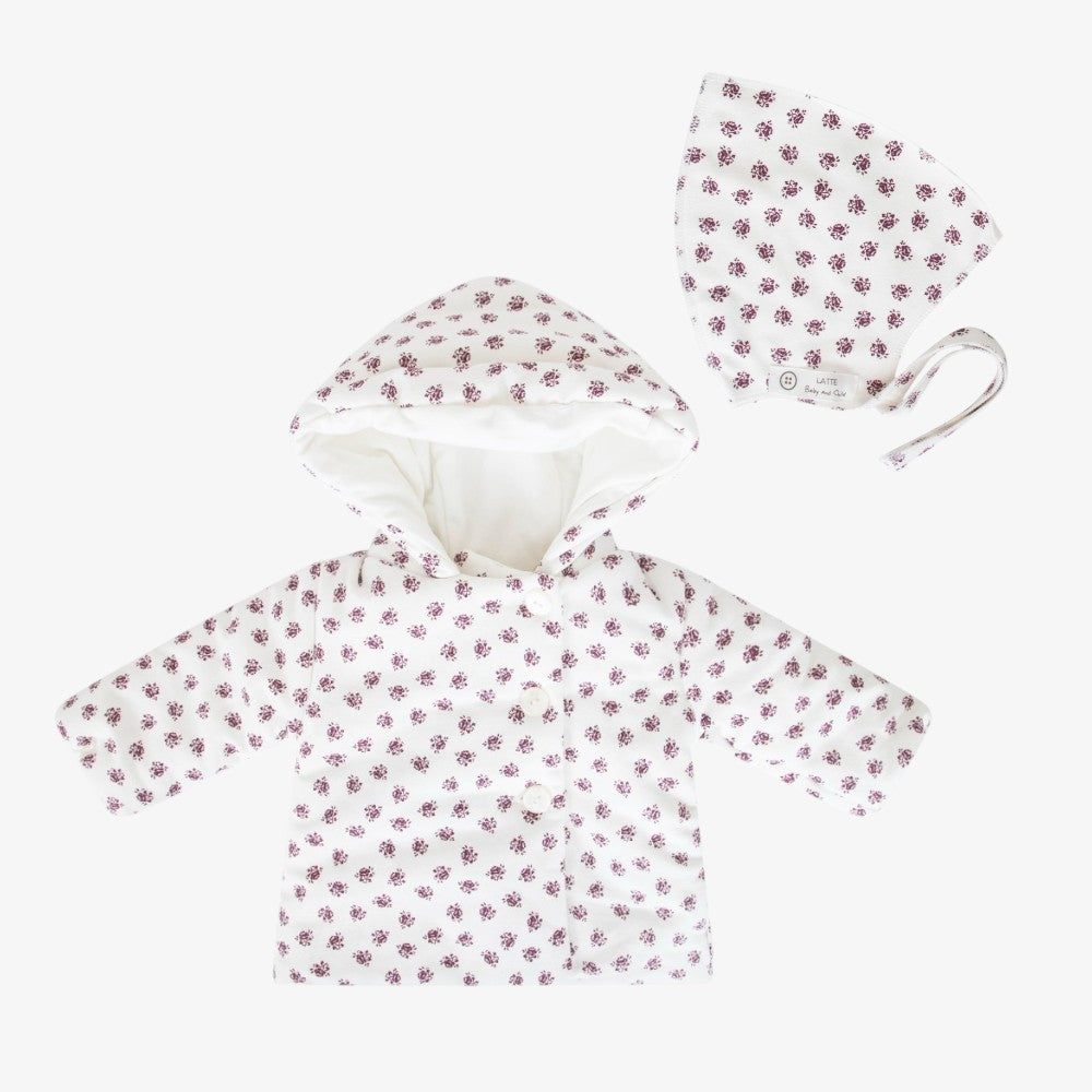 Flower Coat And Hat - White