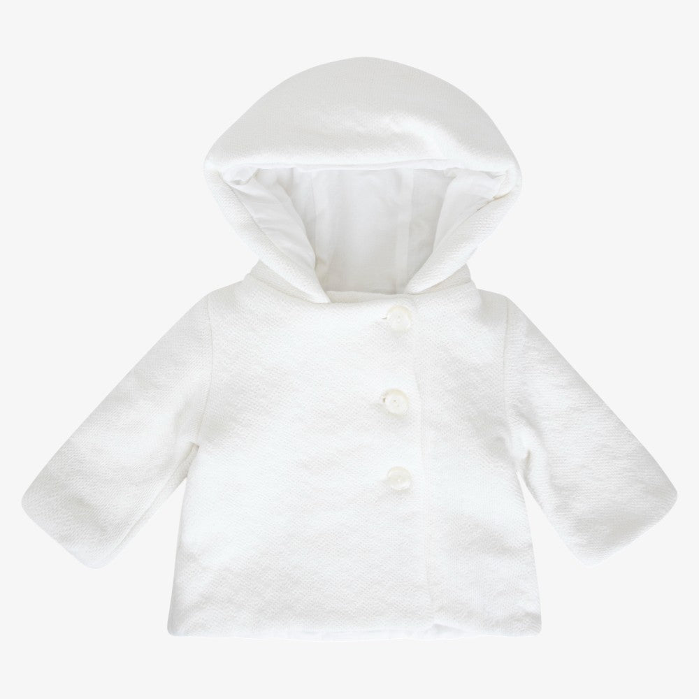 Knit Jacquard Coat And Hat - Ivory