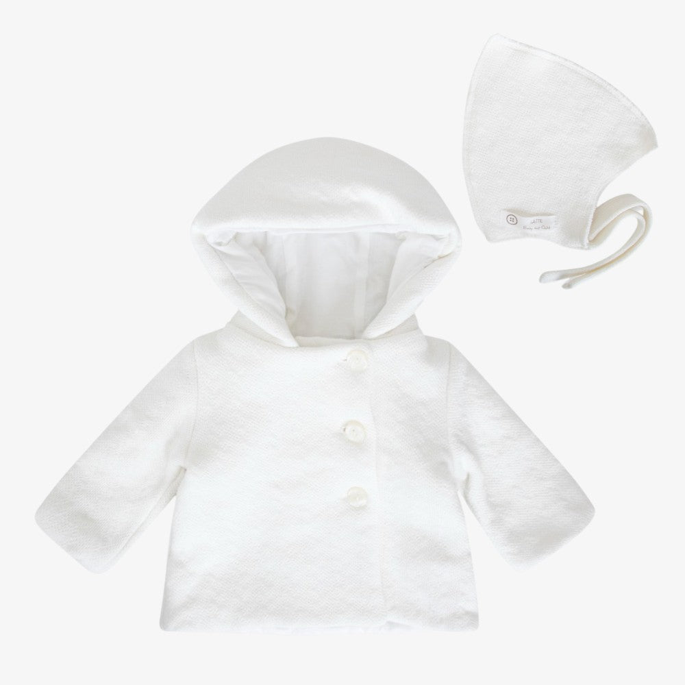 Knit Jacquard Coat And Hat - Ivory