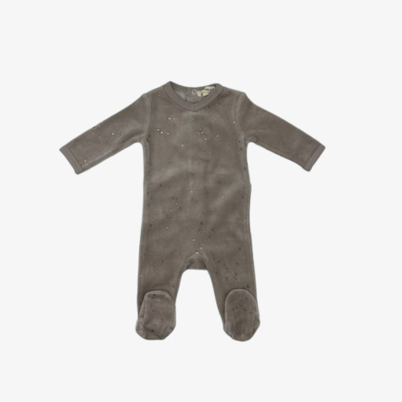 Fragile Dot Footie & Hat - Beige