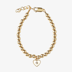 Hanging Heart Bracelet - Gold-white