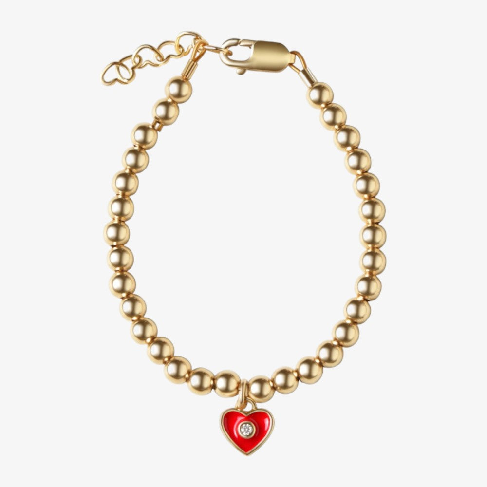 Circlets Hanging Heart Bracelet - Gold-red