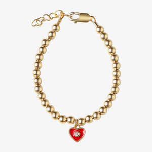 Hanging Heart Bracelet - Gold-red