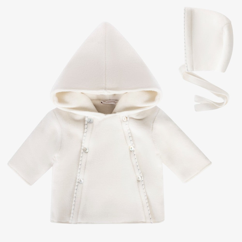 Jacket And Bonnet - Ivory & Blue