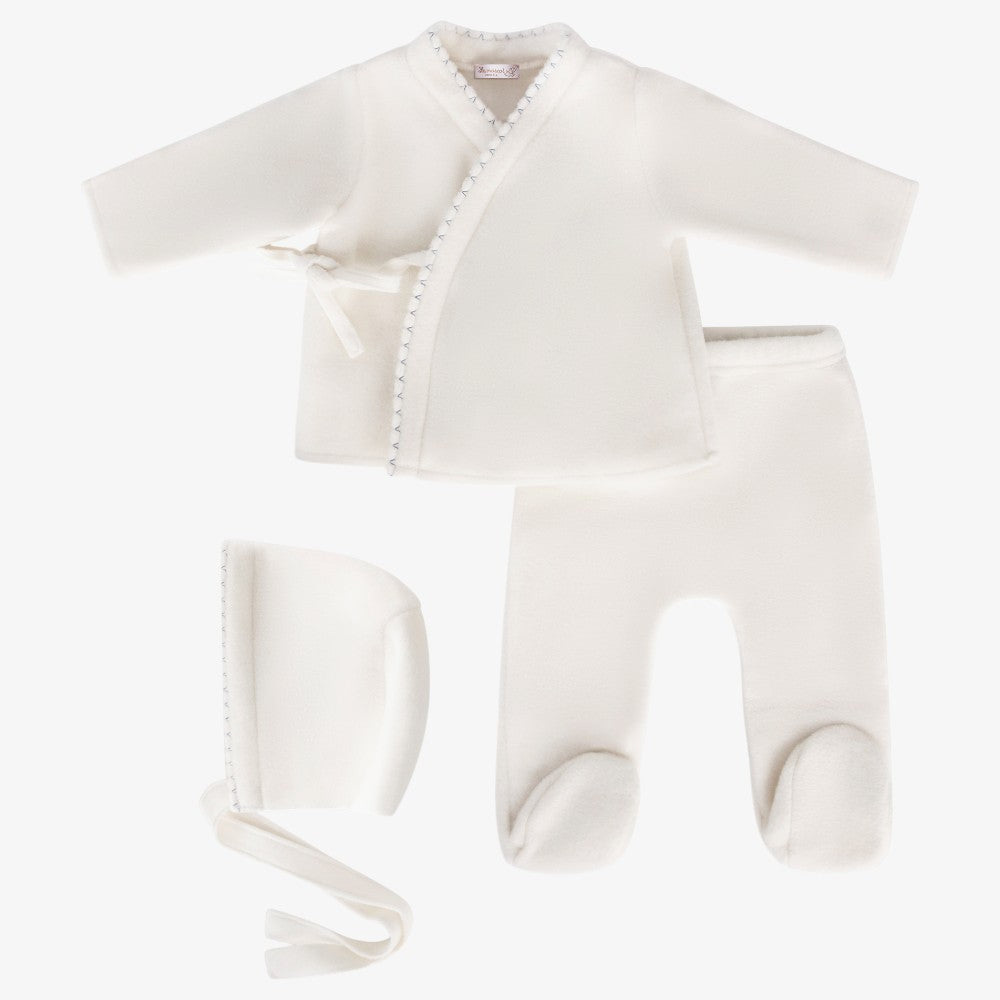 Wrap 3 Piece Set - Ivory & Blue