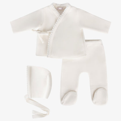 Wrap 3 Piece Set - Ivory &amp; Blue