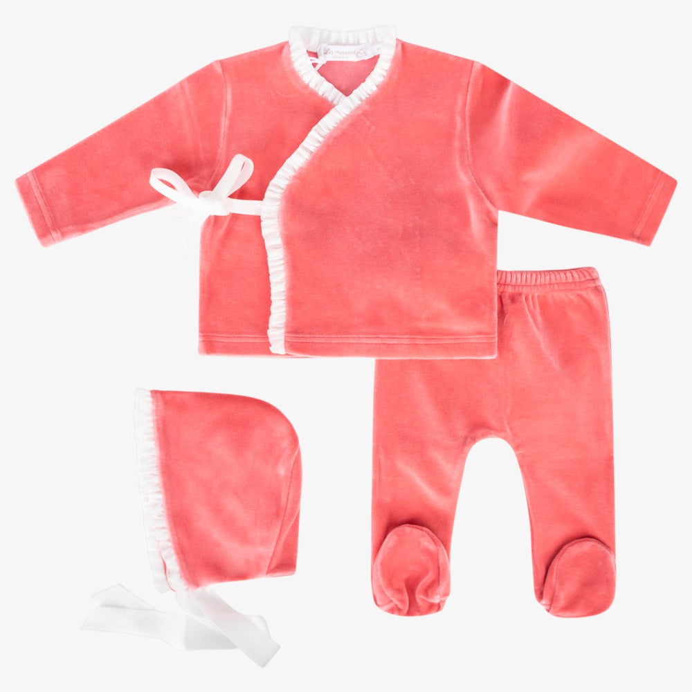 Wrap 3 Piece Set - Coral & Ivory