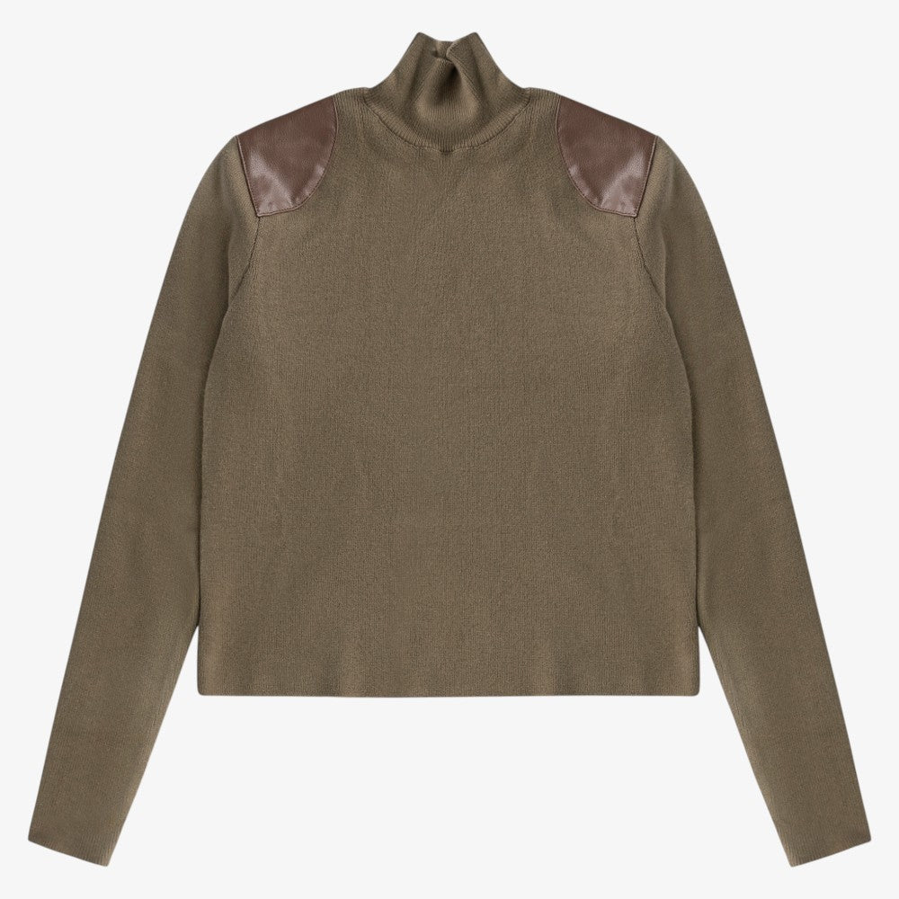 Leather Patch Sweater - Pistachio