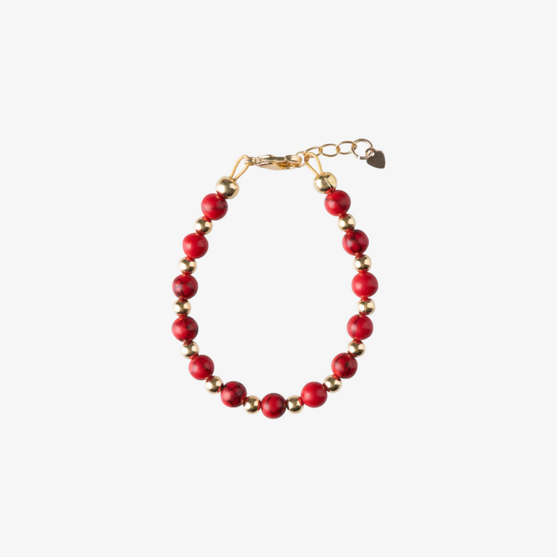 RED W GOLD BEADS - Red/gold