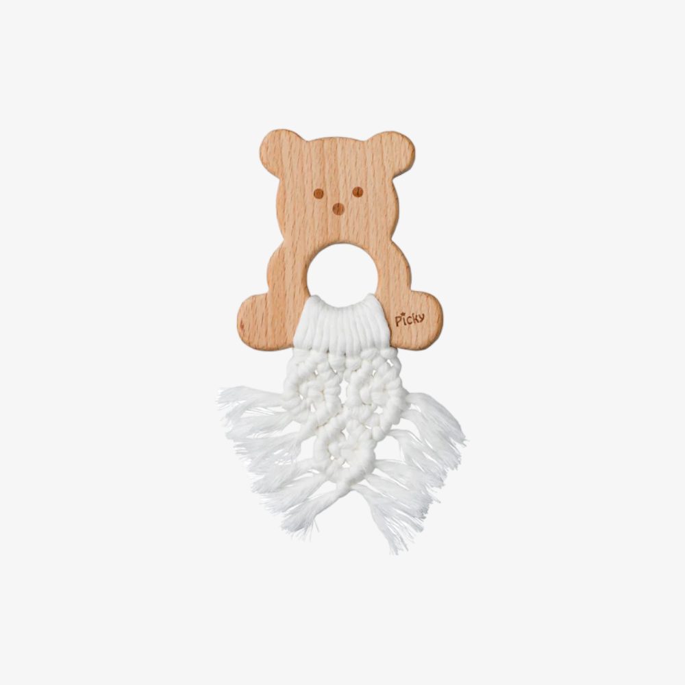 Macrame Teddy Bear Teether - Milk