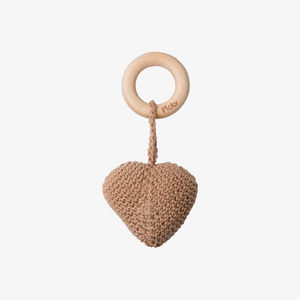 Picky Heart Rattle Teether - Coffee