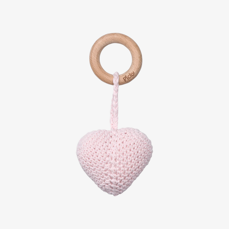 Picky Heart Rattle Teether - Pink