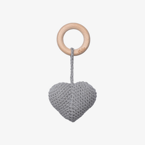 Picky Heart Rattle Teether - Grey