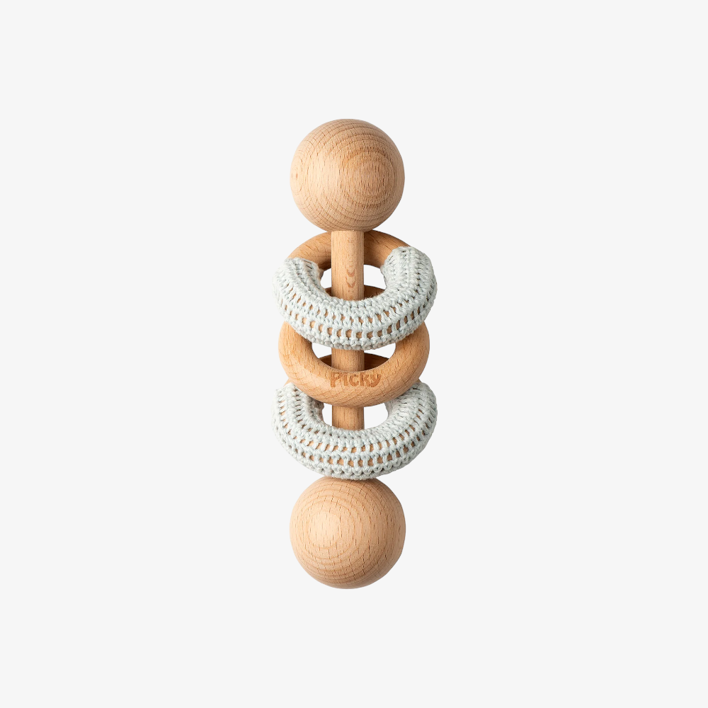 Rattle With Crochet Rings - Light Blue