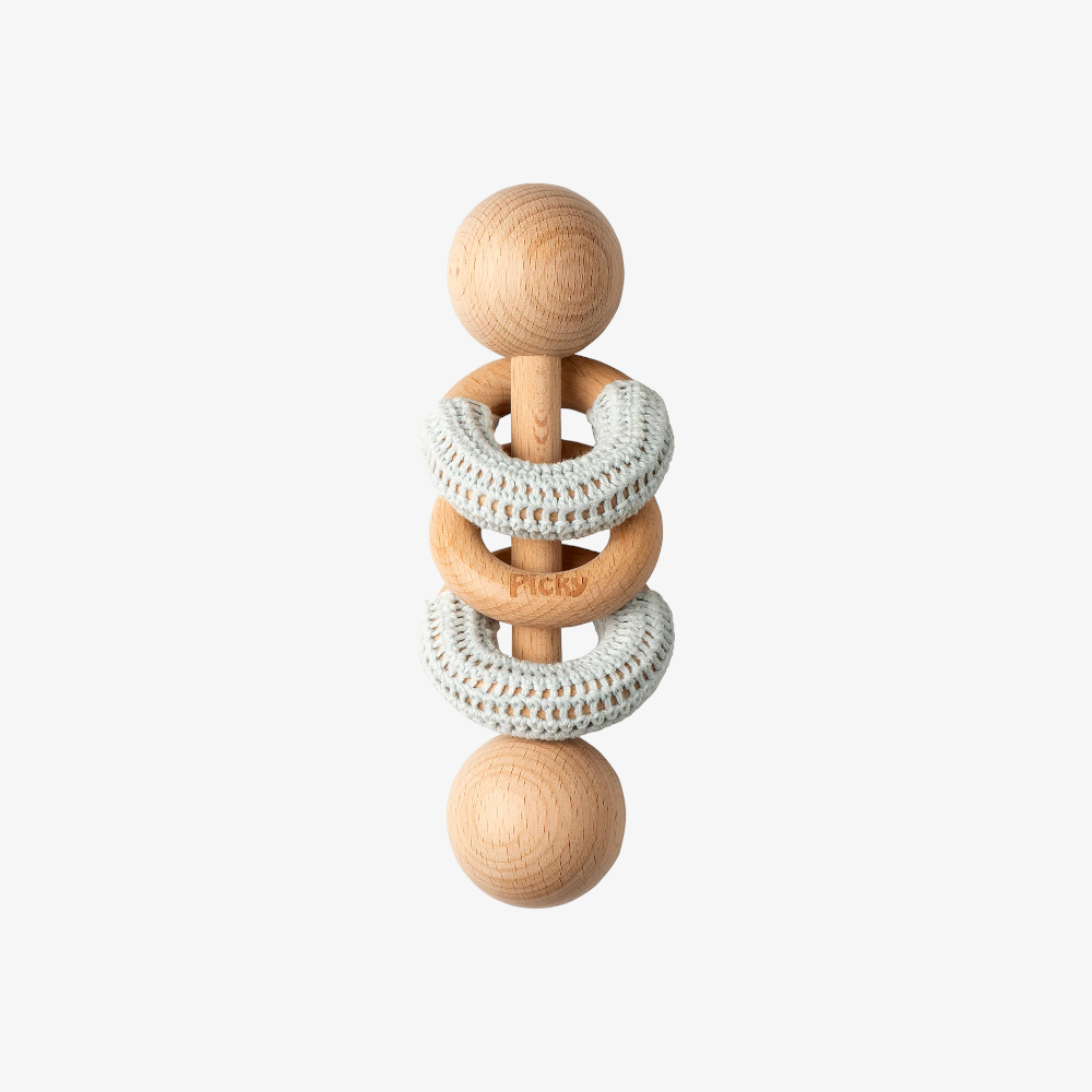 Picky Rattle With Crochet Rings - Light Blue