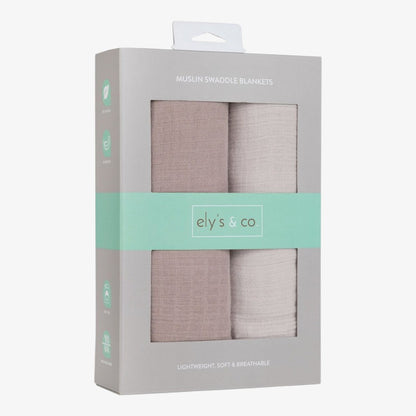 Muslin Swaddle 2 Pack - Taupe&amp;pebble Grey