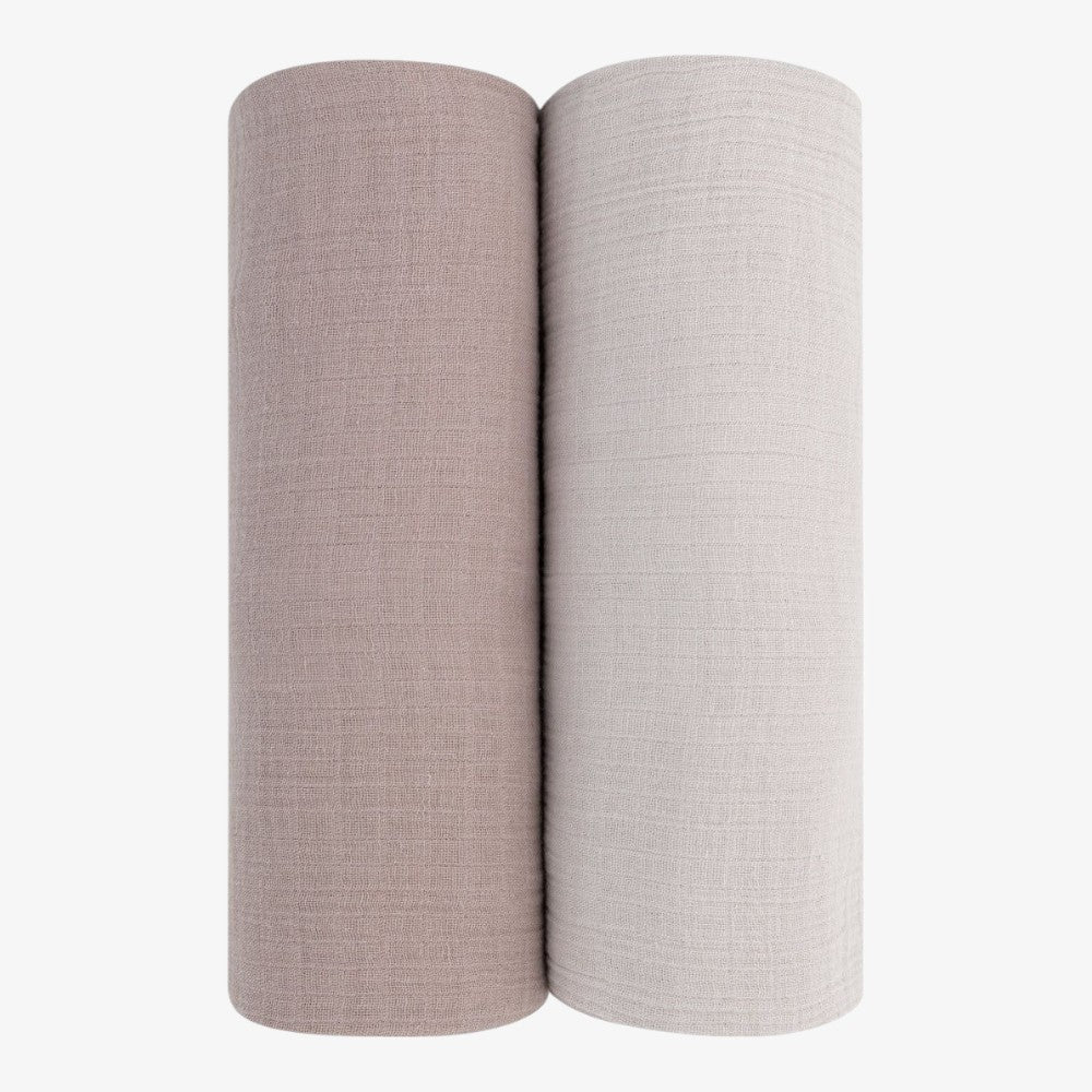 Muslin Swaddle 2 Pack - Taupe&amp;pebble Grey