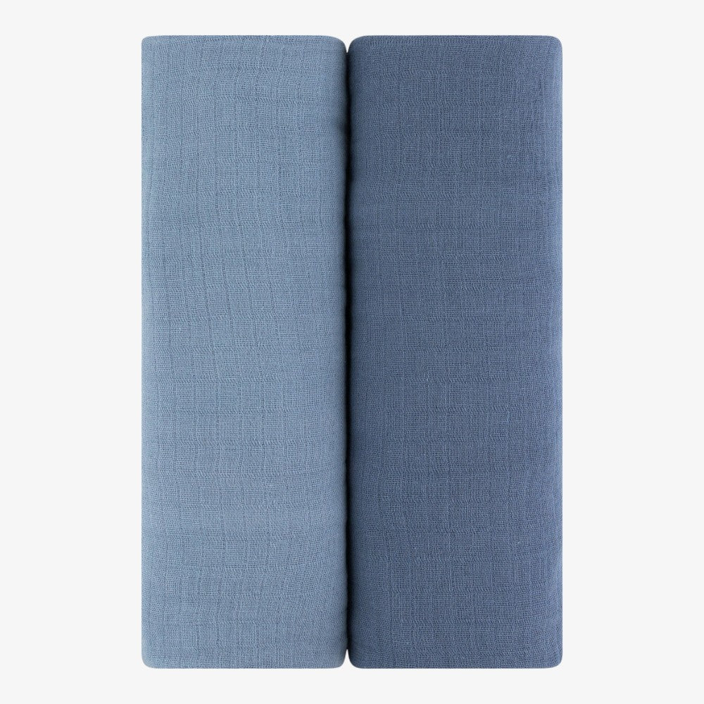 Muslin Swaddle 2 Pack - Indigo Blue