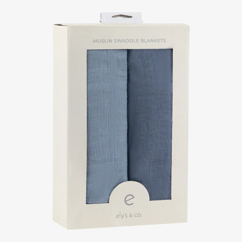 Muslin Swaddle 2 Pack - Indigo Blue