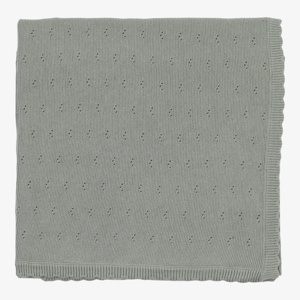 Knit Pointelle Blanket - Powder Blue