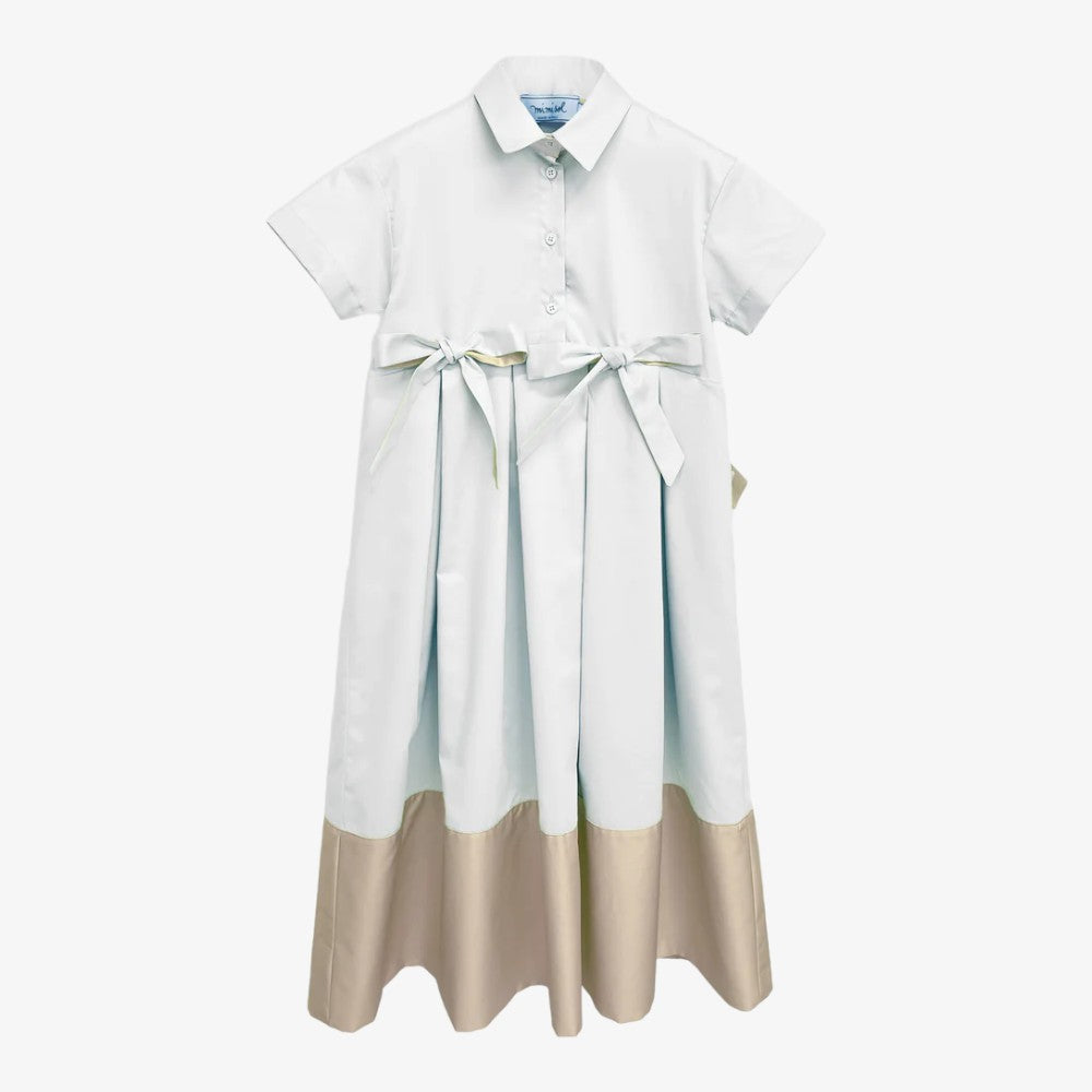 Bicolor Maxi Dress With Box Applique - Cream