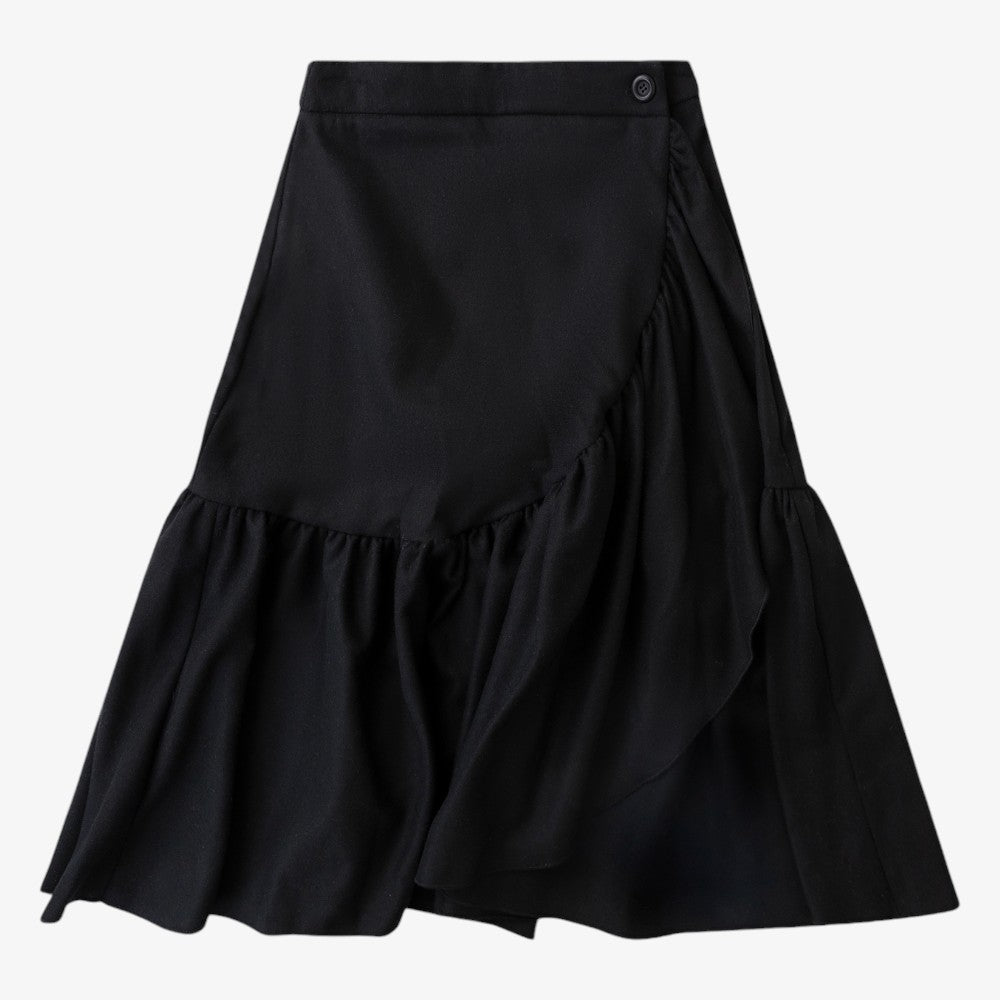 Wrap Ruffled Skirt - Black