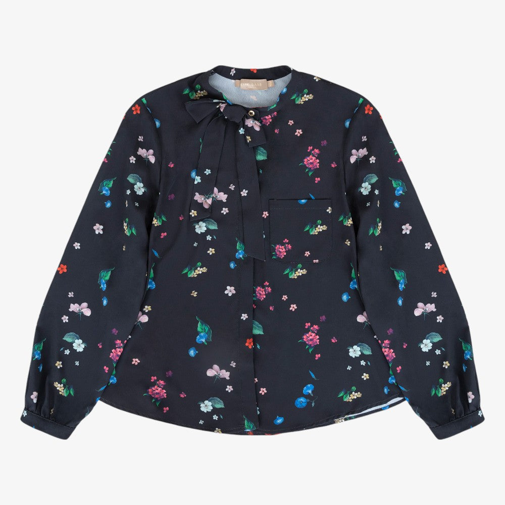 Floral Crepe Shirt - Black