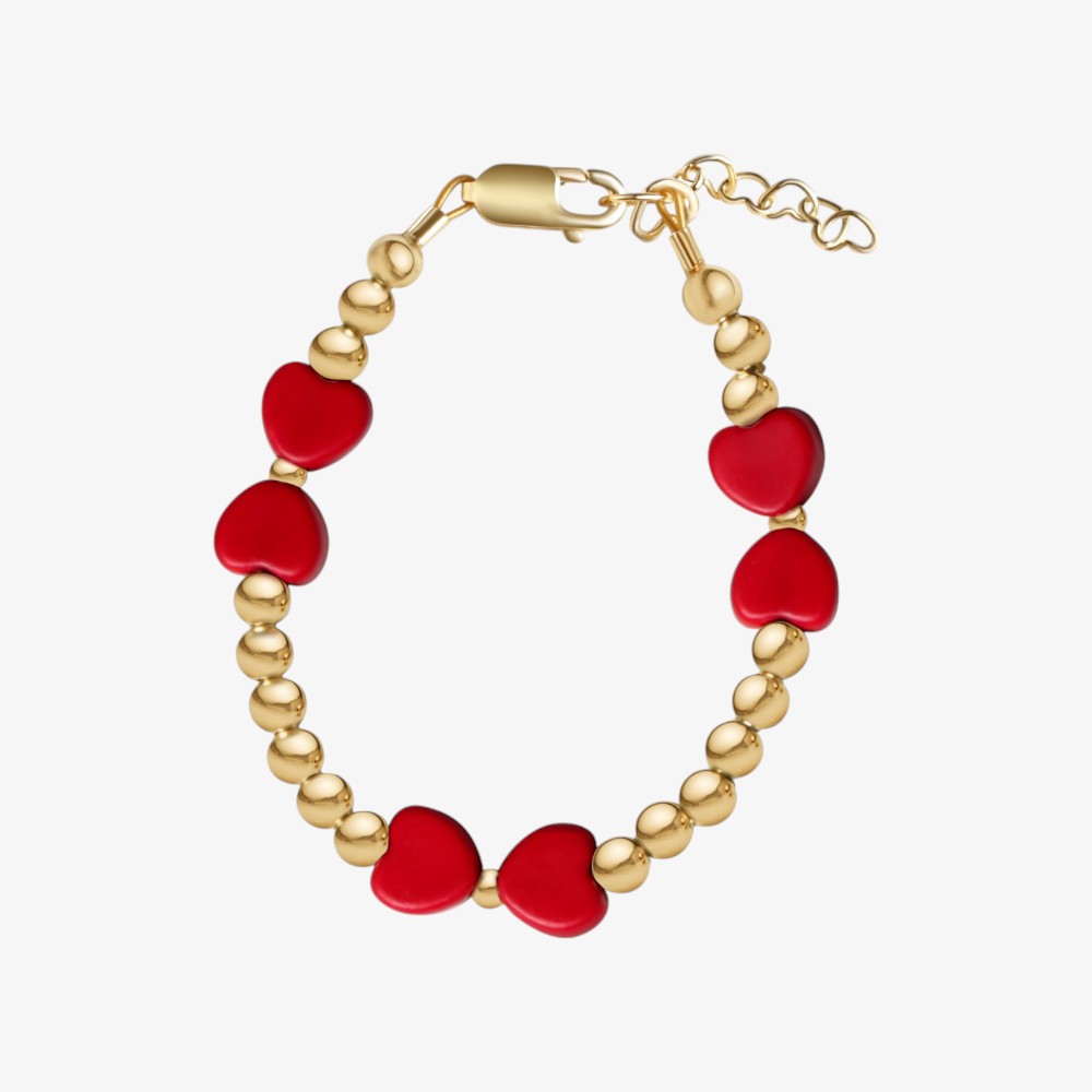 Gold Bow Bracelet - Red