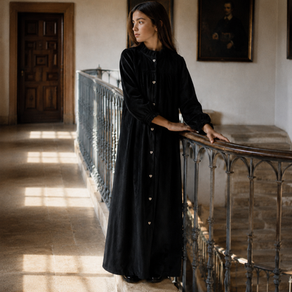 Isla Velvet Rib Maxi Dress - Black