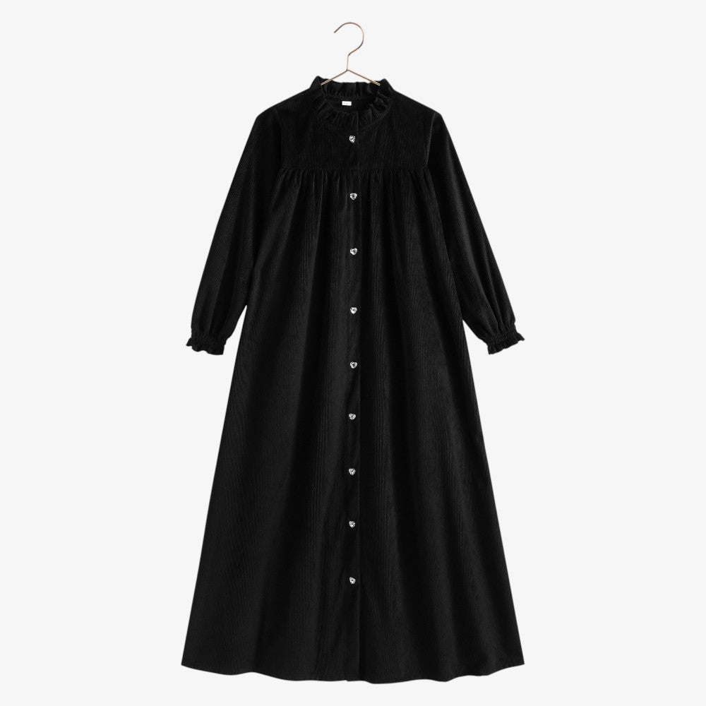 Isla Velvet Rib Maxi Dress - Black