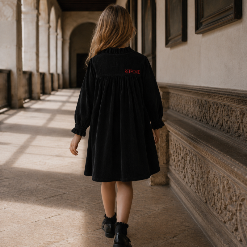 Isla Velvet Rib Dress - Black