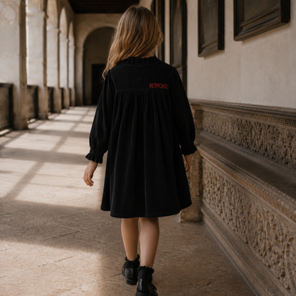 Isla Velvet Rib Dress - Black