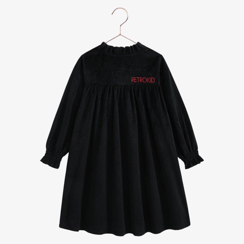 Isla Velvet Rib Dress - Black