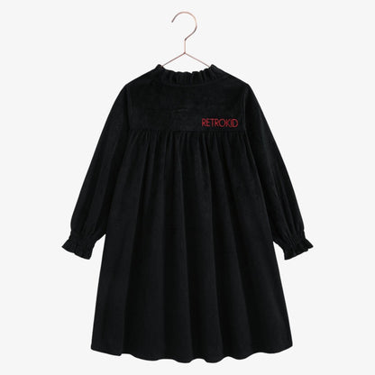 Isla Velvet Rib Dress - Black