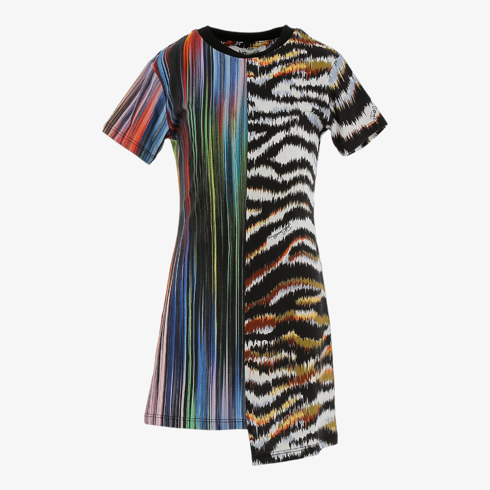 Assymetric T-Shirt Dress - Multicolor