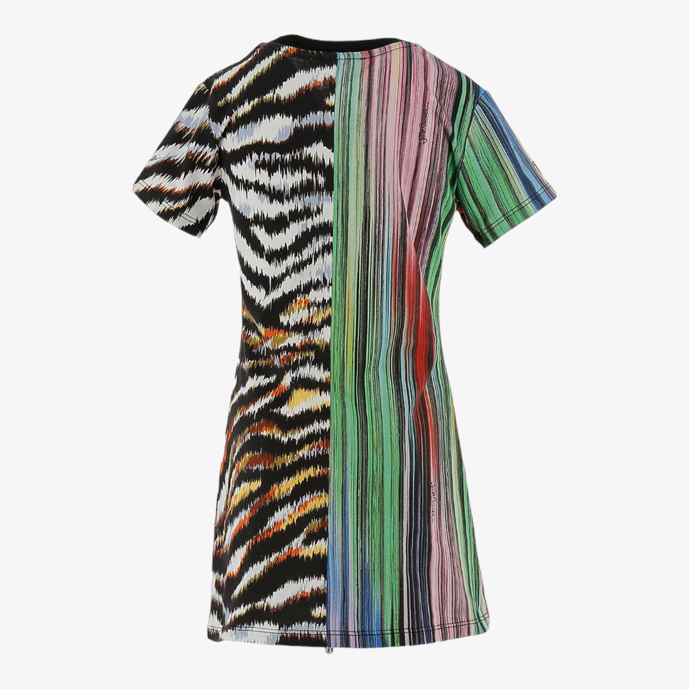 Assymetric T-Shirt Dress - Multicolor