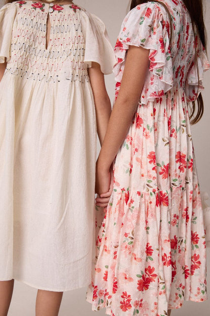 Roses Dress - Ivory &amp; Red