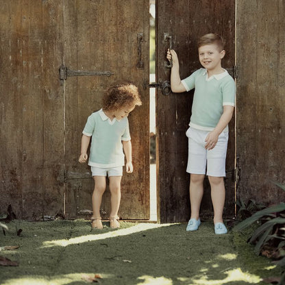 Crochet Knit Sweater And Shorts - Mint