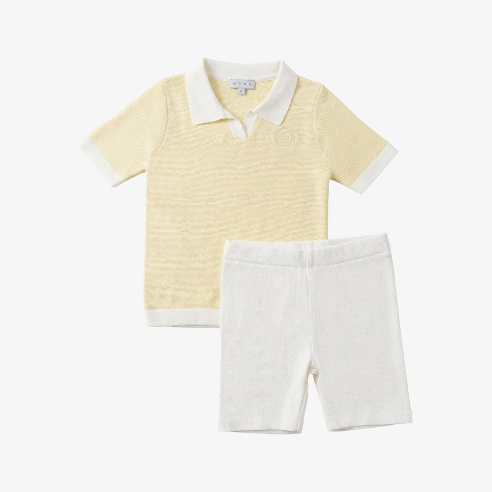 Crochet Knit Sweater And Shorts - Yellow