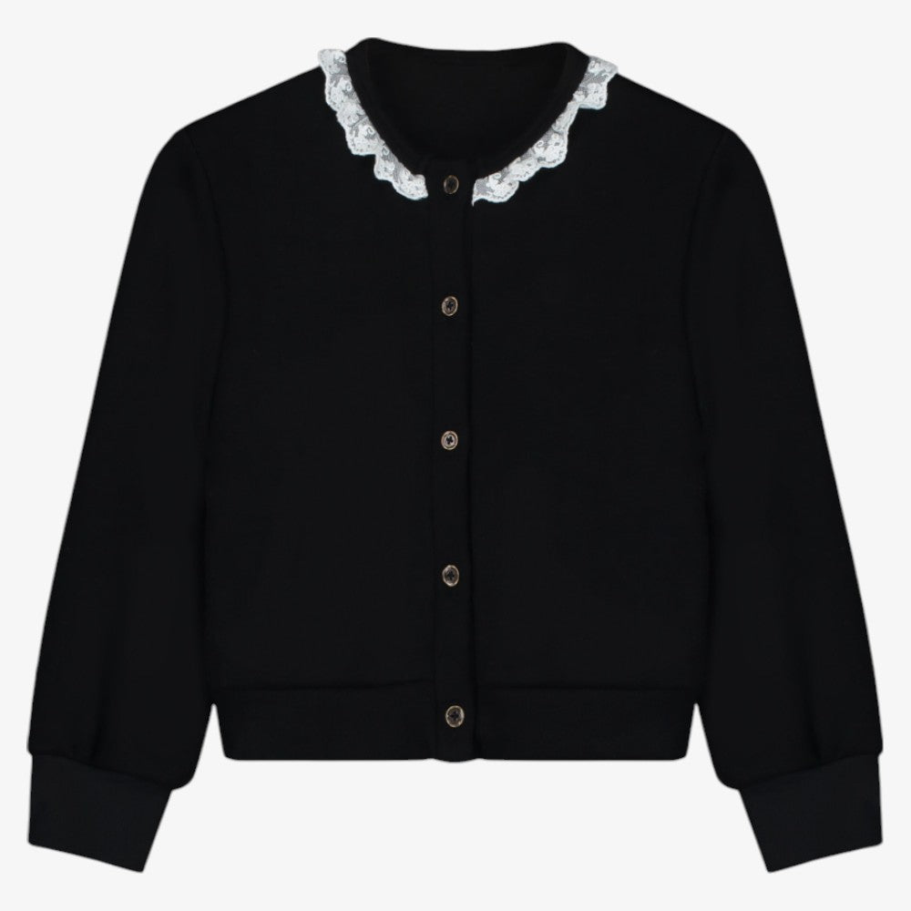 Knit Lace Cardigan - Black