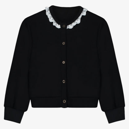 Knit Lace Cardigan - Black