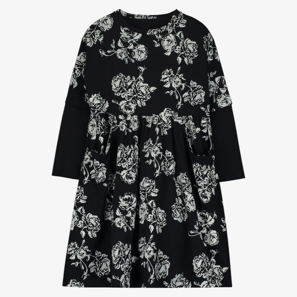 Soft Flower Dress - Black &amp; Cream