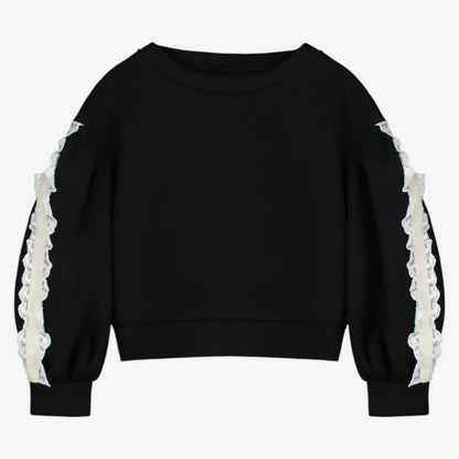Lace Balloon Sweatshirt - Black