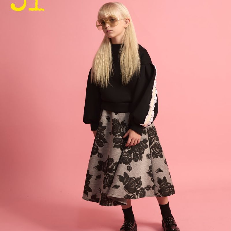 Lace Balloon Sweatshirt - Black