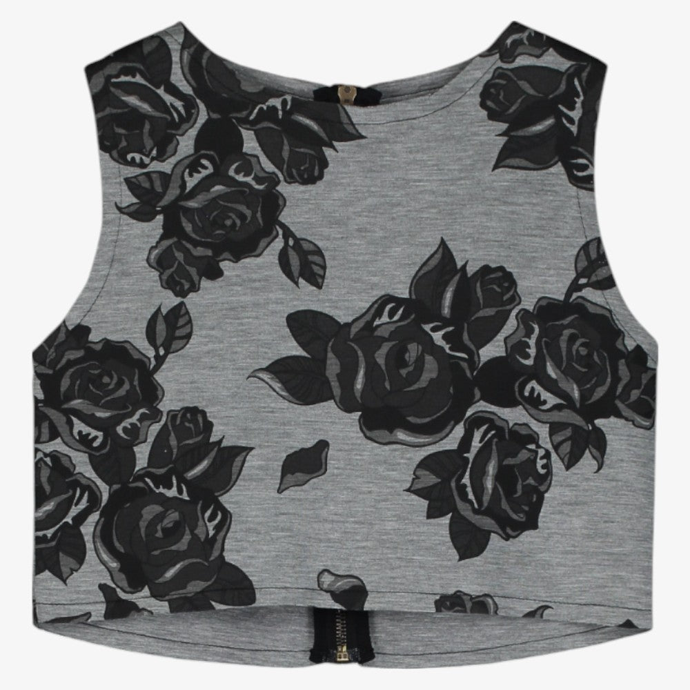 Flower Top - Grey &amp; Black