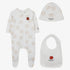Printed Footie With Bib - Off White
