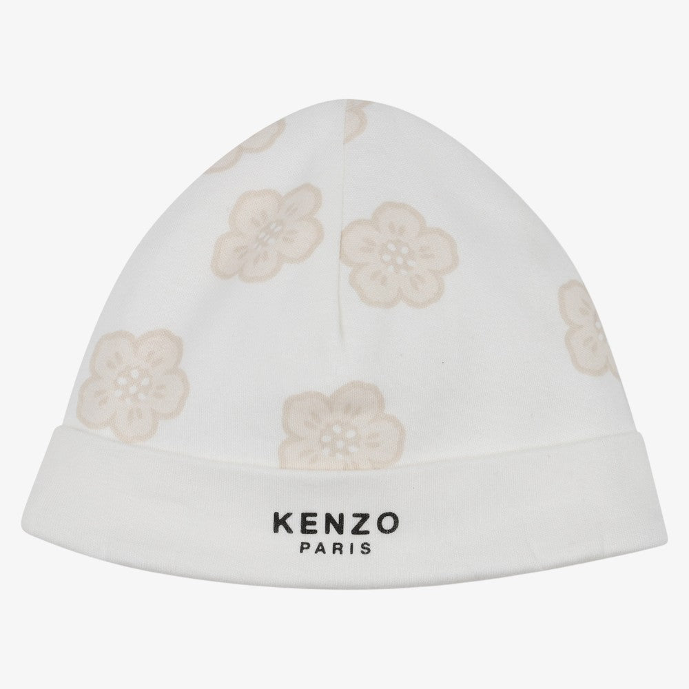 Printed Footie With Bib - Off White