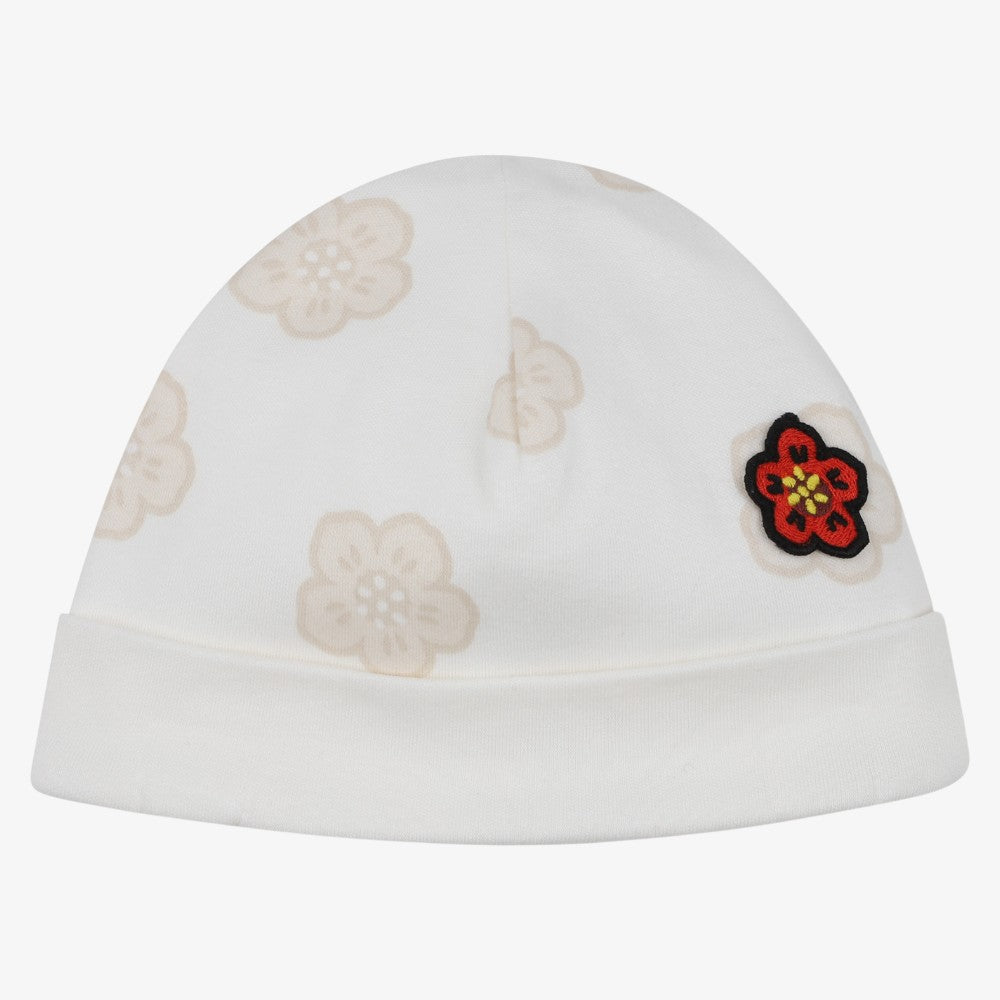 Printed Footie With Bib - Off White