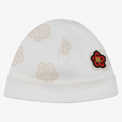 Printed Footie With Bib - Off White
